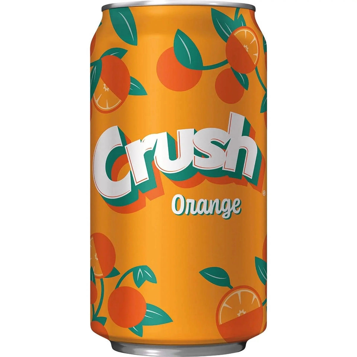 Limenka Crush soda s okusom naranče, narančasta s voćnim uzorkom