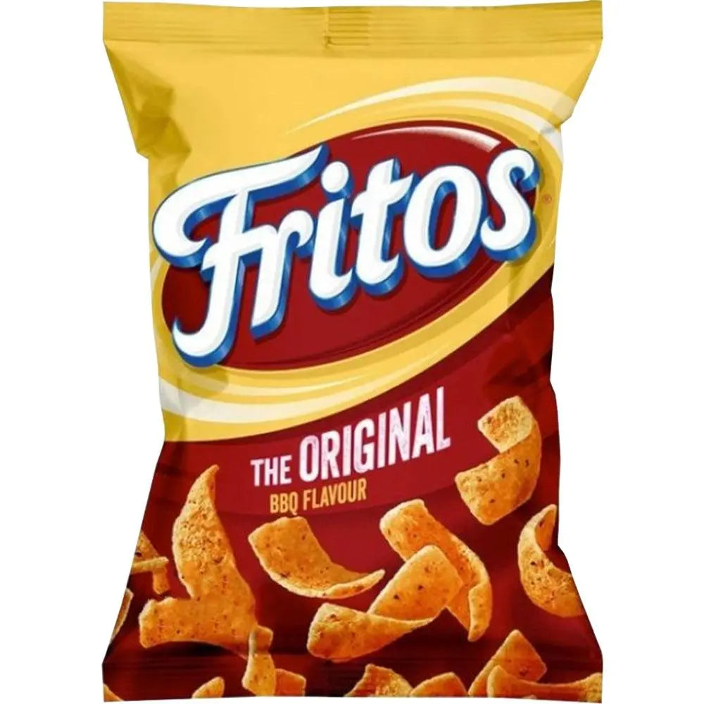 Fritos BBQ čips u vrećici, crveno-žuta ambalaža s natpisom The Original