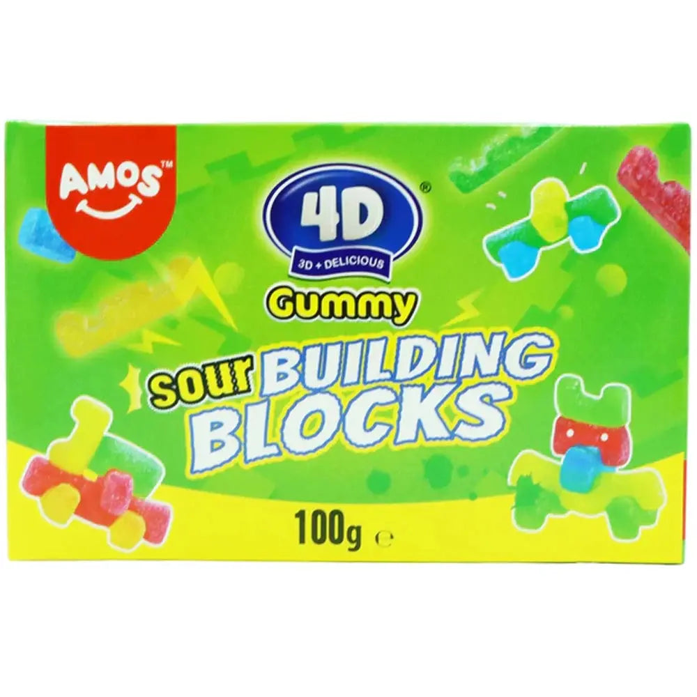 Amos 4D Gummy Sour Building Blocks 100g OhMyCandyBox