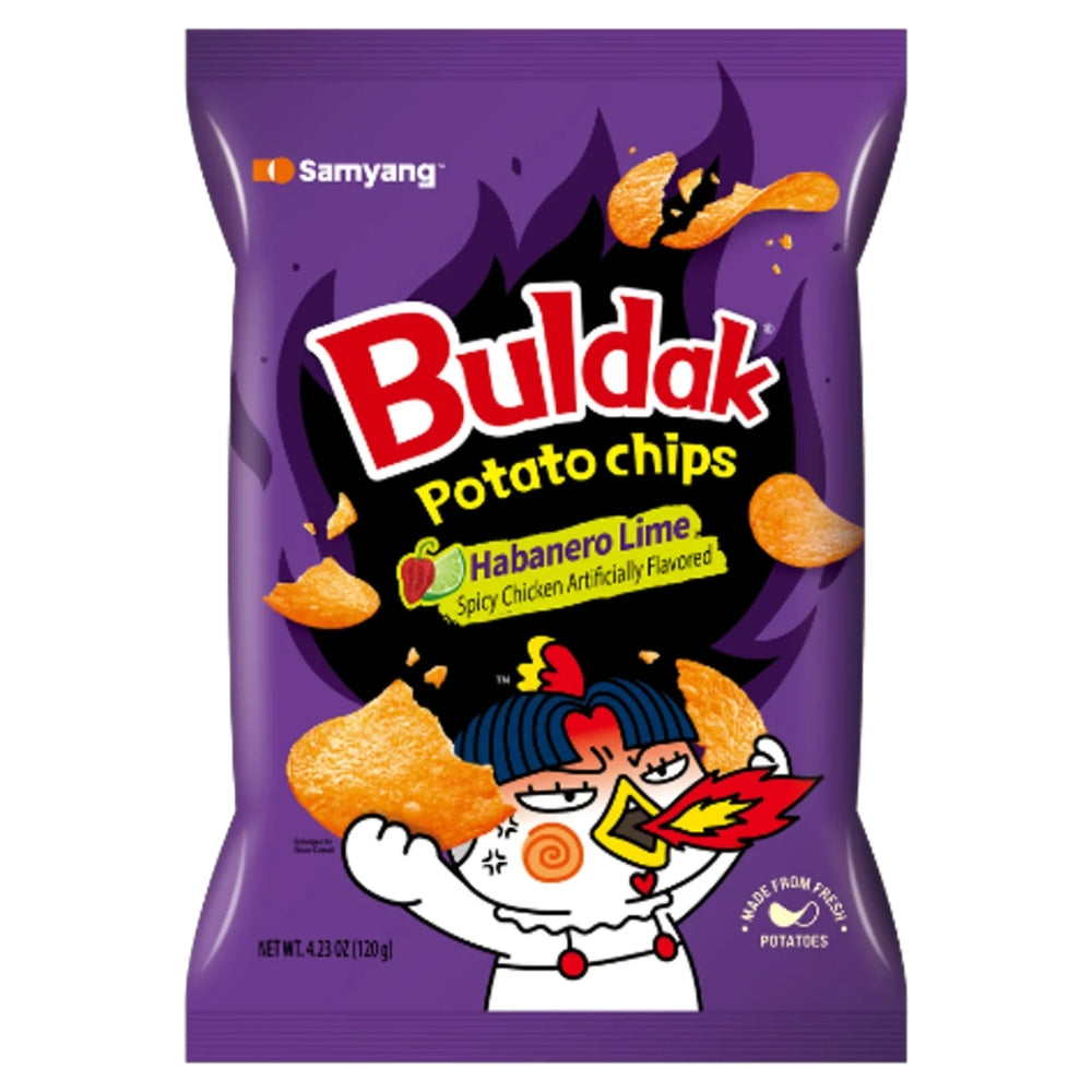 Ljubičasta vrećica Buldak Potato čipsa s habanero chili i limetom, Samyang