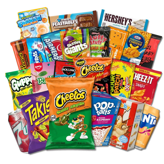 Mješoviti snack paket raznih slanih i slatkih grickalica u pakiranjima