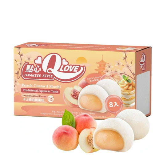 QLove White Peach Custard Premium Filling Mini Mochi 80g