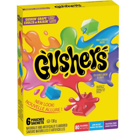 Fruit Gushers Gushin' Grape & Strawberry Splash 6 Pack 138g