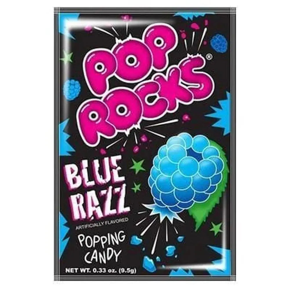 Vrećica bombona Pop Rocks Blue Razz, 9 g, plava naljepnica s voćnim motivom