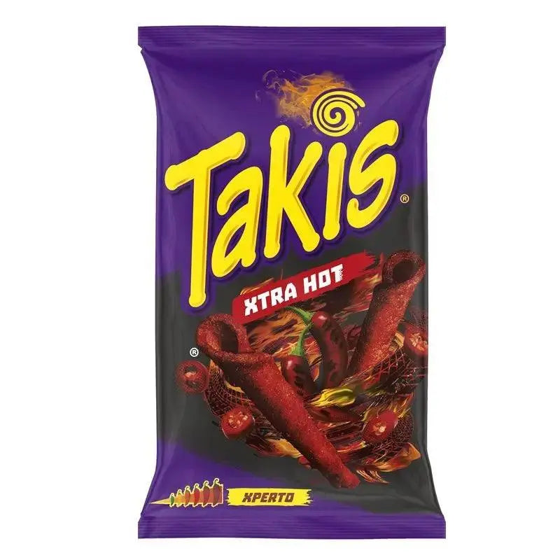 Pakiranje Takis Xtra Hot čipsa, ljubičasto-crna vrećica 90 g
