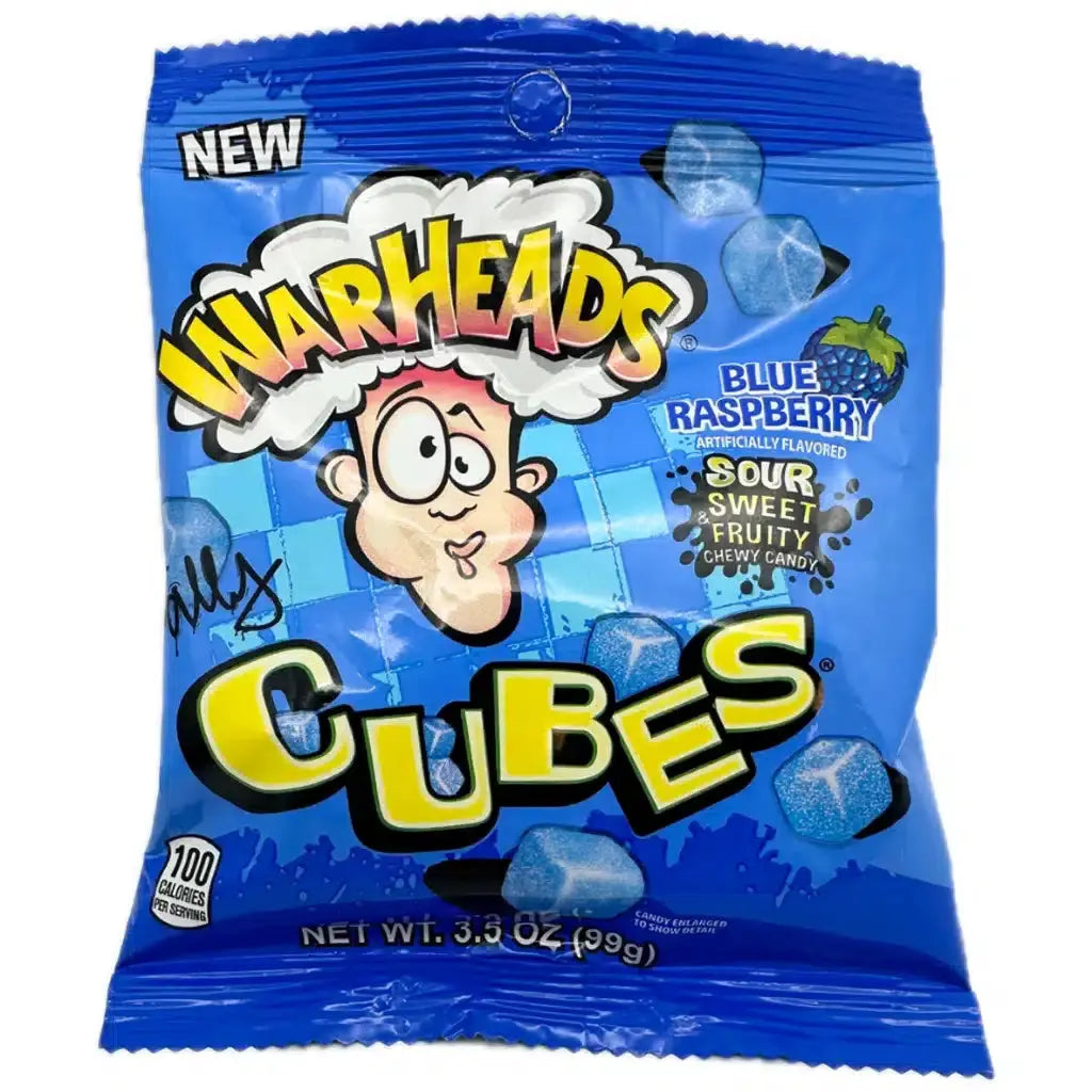 Warheads Blue Raspberry Cubes 99g OhMyCandyBox