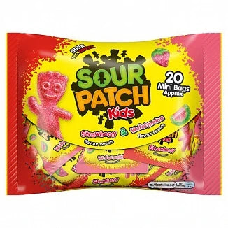 Sour Patch Kids vrećica mini bombona, okus jagoda i lubenica, 350 g